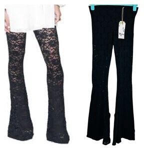 Show Me Your Mumu Bam Bam Bells Black Lace Pant NWT Size Medium